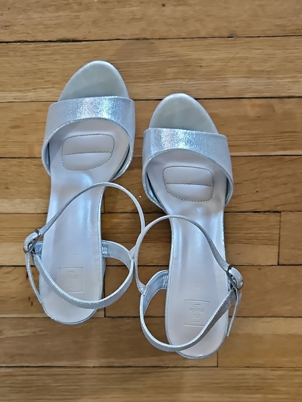 David's Bridal Silver Open-Toe Ankle-Strap Sandals